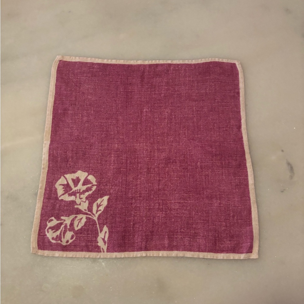 Vintage Floral Cloth Napkin / Scarf - purple / pink